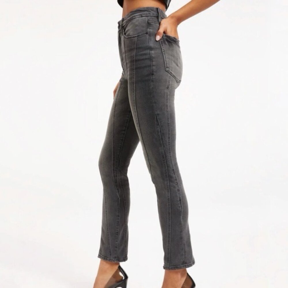 NEW GOOD AMERICAN Seamed Good Classic Black Jeans GCS625 Size 0/25